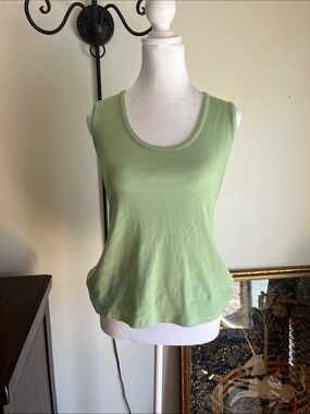 Light Green Sleeveless Ribbed Tank Top